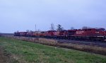 E/B unit stack train, waiting for a crew in Fisher Siding. 6 locomotives in the lead, with NS 8105 Interstate Heritage unit in the #4 position.